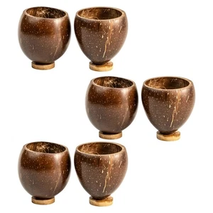 (Set of 6) Coconut Shell Eco-friendly Shot/Wine Glass 100% Natural Wooden Finish - Picture 1 of 10