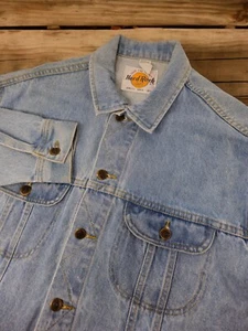 Hard Rock Cafe Jacket Size Large VTG Jean Denim Trucker Las Vegas Save Planet - Picture 1 of 13