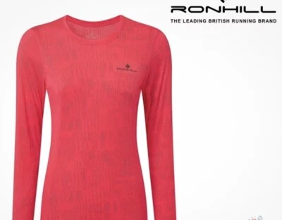 Camisa de correr reflectante de manga larga para mujer RonHill, talla XL, color rosa intenso Foto 1 de 4