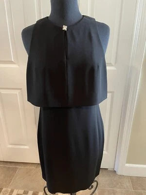 Vestido Donna Ricco New York Línea A 10 PETITE Negro Sin Mangas Imitación Diamante Borde Foto 1 de 3