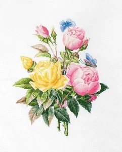 Luca-S Cross Stitch Kit- Yellow Roses and Bengal Roses BU4003 - Picture 1 of 6