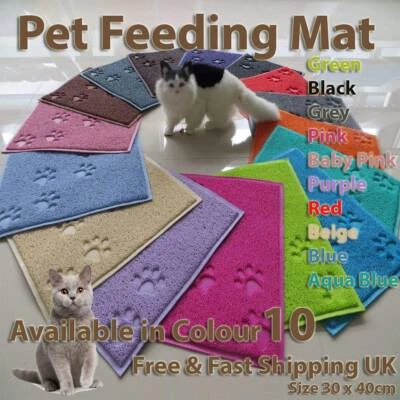 Rectangle Pet Dog Puppy Cat Feeding Mat Pad Cute PVC Bed Dish Bowl Food Feed - Image 1 of 4