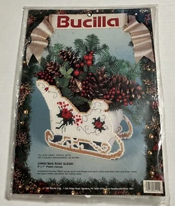 De colección 1991 Bucilla 61141 Navidad Rosa Trineo 8X7 Plástico Lona Artesanía de Vacaciones - Imagen 1 de 3