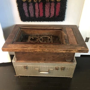 Vtg Japanese Antique Wood Hibachi Brazier Coffee Tea Table Kansai MCM Bar Accent - Picture 1 of 21