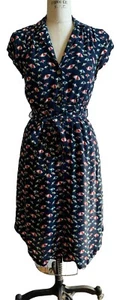 Maeve Anthropologie Womens 4 Dress Navy Blue Umbrella Print Catherine Beach EUC - Picture 1 of 5