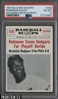 1961 NU-Card Scoops #428 Jackie Robinson Saves Dodgers For Playoffs PSA 6