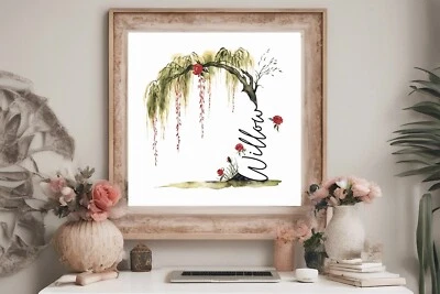 Weeping Willow Tree Digital Download Wall Art Print Willow Tree Room Decor - Image 1 of 4