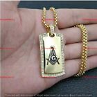 1/2 CT Moissanite Square Masonic Tag Charm Pendant Real 14K Yellow Gold Plated