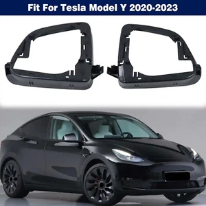Pair Left & Right Side Door Wing Mirror Cover Frame For Tesla Model Y 2020-2023 - Picture 1 of 8