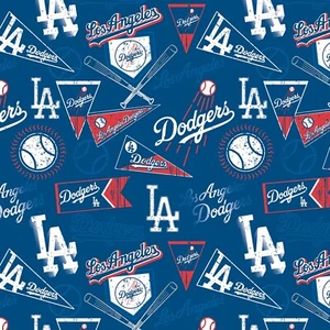 BTY MLB Colgantes de los Dodgers de Los Ángeles Logo Tela de Algodón Azul por Yarda 14418 - Imagen 1 de 1