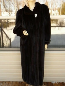 WOMEN BEAUTIFUL 50" NATURAL RANCH MINK FUR COAT Sz. 12 MINT - Picture 1 of 9