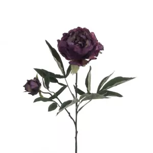 ECO Sustainably Produced Faux Silk Peony Spray 66cm/26 Inches Tall Plum - Picture 1 of 1