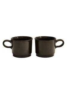 Vintage Dynasty Melamin Schokolade Braun Kaffee Tee Becher 2er Set Stapelbar MCM Retro - Bild 1 von 11