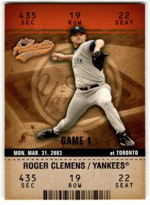 2003 Fleer Authentix Roger Clemens #13 New York Yankees - Image 1 of 2