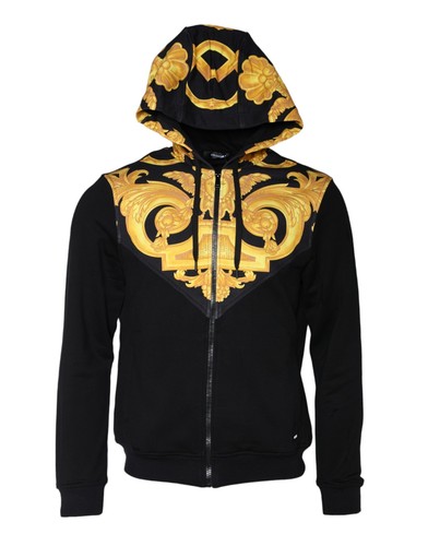 Felpa uomo Versace nera stampa medusa cotone full zip felpa