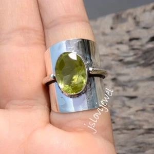 Faceted Peridot Oval Gemstone Ring 925 Sterling Silver Latest Collection Jewelry - Picture 1 of 6