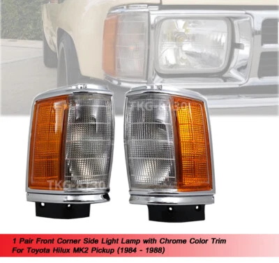 前角侧灯铬合金适用于丰田 HILUX PICKUP MK2 1984 - 1988 — 第 1/4 张图片