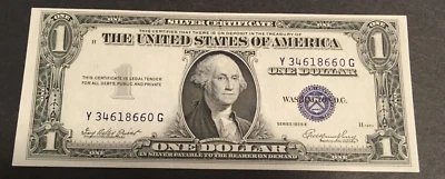 1935 E $1 SILVER CERTIFICATE MISALIGNED OVERPRINT one Dollar Bill Uncirculated - Image 1 of 2