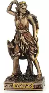 Bronze Finish Artemis with Deer Goddess Mini Statue- 3.5" Mini Altar Veronese - Picture 1 of 2