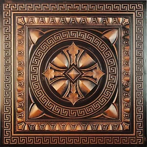 PVC Fancy Ceiling Tile Faux Tin Painting Panel PL01 Traditional copper 10Pcs - Picture 1 of 22