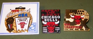 3 1998/97 Chicago Bulls NBA Champions Lapel Pin Button repeat the 3 peat, 5x - Picture 1 of 6