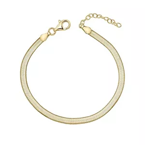 Flat Herringbone Chain Bracelet 9ct Yellow Gold Plated Hallmarked Brand New - Picture 1 of 3