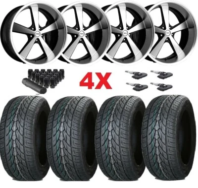 22 NOVA VN701 STAGGERED OFFSET WHEEL TIRE PACKAGE C-10 C10 AMERICAN RACING Foto 1 de 4