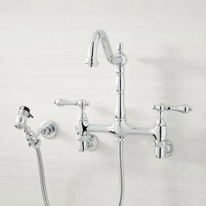 Signature Hardware Felicity Wall-Mount Kitchen Faucet, Chrome - Picture 1 of 1