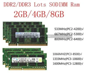 Samsung RAM For 2G 4GB 8G DDR2 DDR3 5300 6400 8500 10600 12800 Laptop Memory Lot - Picture 1 of 18