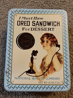 1986 I Must Have Oreo Sandwich For Dessert Tin 1918 réplica AD National Biscuit Foto 1 de 4