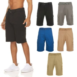 Men's Cargo Belted Shorts Casual Cargo Utility Pockets Lightweight Stretch Short - Picture 1 of 30