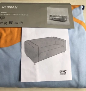 Ikea Klippan Bladhult Floral/Leaf Patterned 2 Seat Sofa Cover Blue Orange Multi - Picture 1 of 10