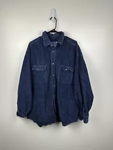 Vintage Northcrest Shirt Men's XL Blue Corduroy Button Up Heavyweight L/S Pocket - Picture 1 of 4