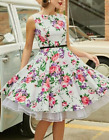 New w/Tags Grace Karin Vintage 50s Pinup Style Floral Print Fitted Swing Dress S