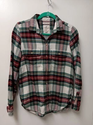 American Eagle Outfitters Ahh Mazingly Sz S Red Green Plaid Flannel Womens Class - Image 1 of 4