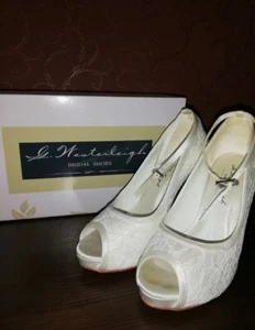 Brautschuhe - Hochzeit - 36- Ivory - mit Spitzenbesatz umd Riemchen - Bild 1 von 5