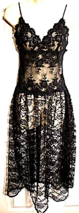 Vintage Victoria’s Secret sheer black lace nightgown Gold Label sexy lingerie M - Picture 1 of 4