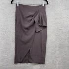Tiara Womens Skirt Pencil Straight Gray High Waisted Chiffon Pleated Zip Size M