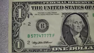 VERY Cool Fancy Serial Number 1$ Dollar Bill 6 of Lady Lucky 7's Super Unique - Picture 1 of 4