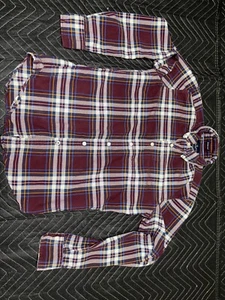 American Eagle Men's XS Tartan Plaid button up shirt -Maroon/Red - Classic Fit - Picture 1 of 7