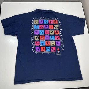 Vintage 1996 Atlanta Olympics Rare Sports Events T Shirt Size L Navy - Picture 1 of 11