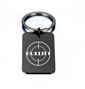 Mustang Bullitt Key chain Premium Engraved Black Premium Metal Polished Keychain - Picture 1 of 2