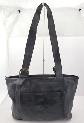 I MEDICI FIRENZE Black Italian Leather Large Tote/Shopper Bag Used/White Patina - Image 1 of 4