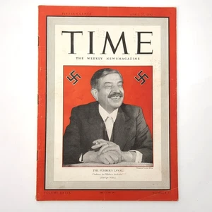 Time Magazine Hitler Laval Vichy WWII News Weekly Magazine 1942 - Picture 1 of 24