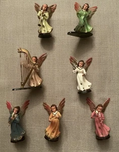 Set 7 Vintage Engel Figuren Kunststoff Hongkong Orchester Spielinstrumente - Bild 1 von 7