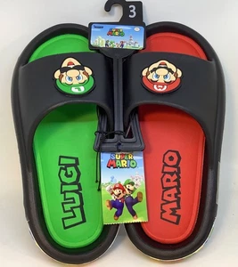 NEW NWT NINTENDO SUPER MARIO LUIGI PILLOW SANDALS SLIDES BOYS SZ 3 GIRLS YOUTH - Picture 1 of 10