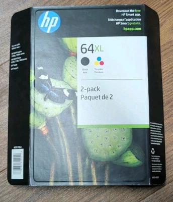 Paquete de 2 cartuchos de tinta originales HP 64XL negros y tricolores (X4D93BN)  Foto 1 de 3