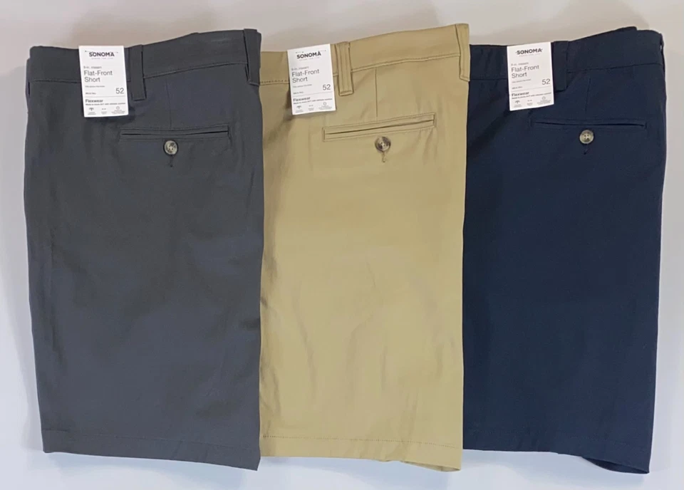Pantalones Cortos Flexibles Para Hombre Sonoma Grande y Alto 9" Frente Plano NUEVO Foto 1 de 1