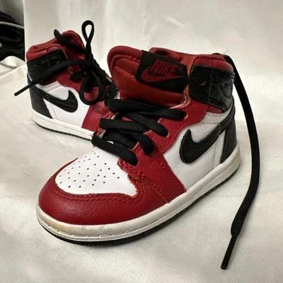 Jordan 1 Retro High TD Satin Snake Shoes CU0450-601 Gym Red Black White Boys 6c - Image 1 of 4