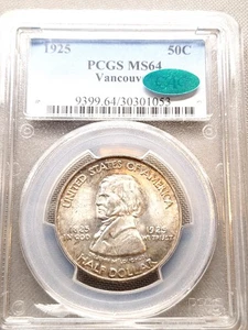 1925 50C Vancouver PCGS/CAC MS64 - Classic Silver Commemorative - Picture 1 of 9